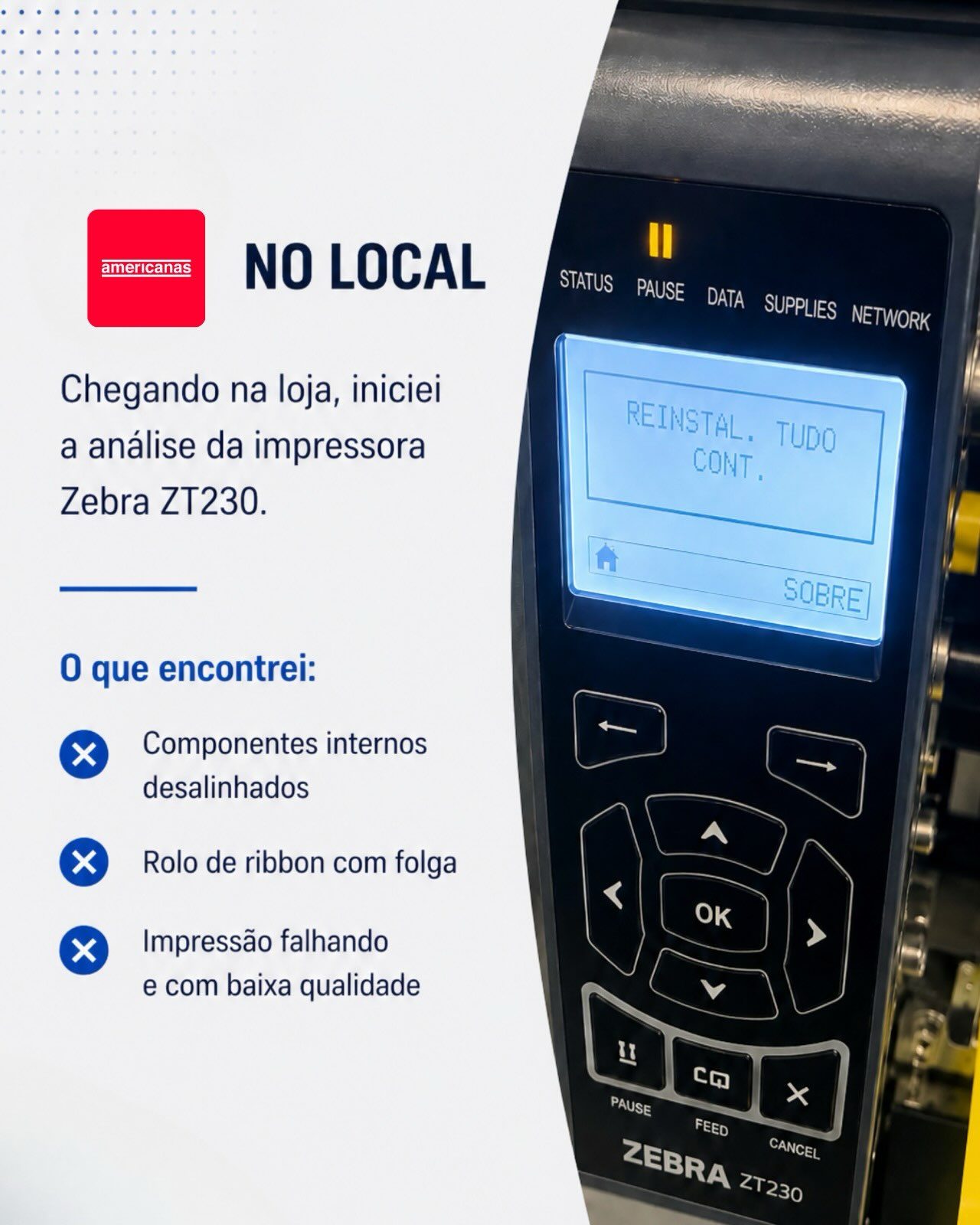 Diagnóstico da impressora Zebra ZT230